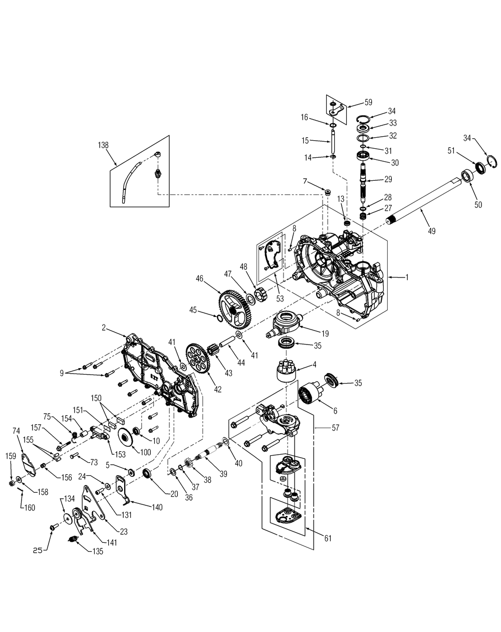 Transmission Assembly Lh Diagram and Parts List for Z-FORCES48 (17AI5BHB-17AI5BHB010)(2013) Cub Cadet Lawn Tractor